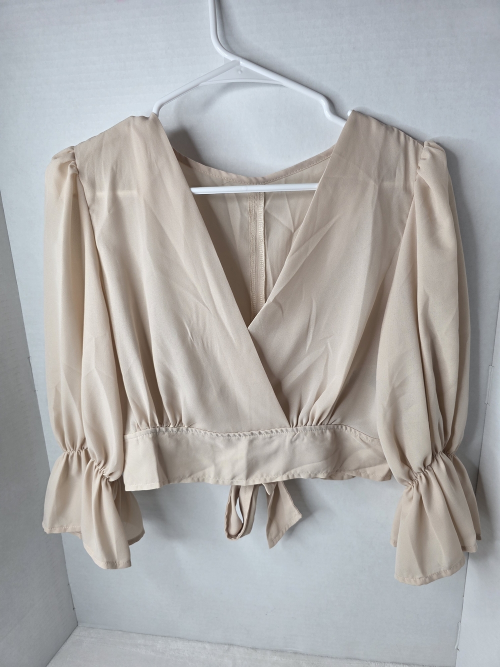 Women’s Cream Wrap-Front Blouse